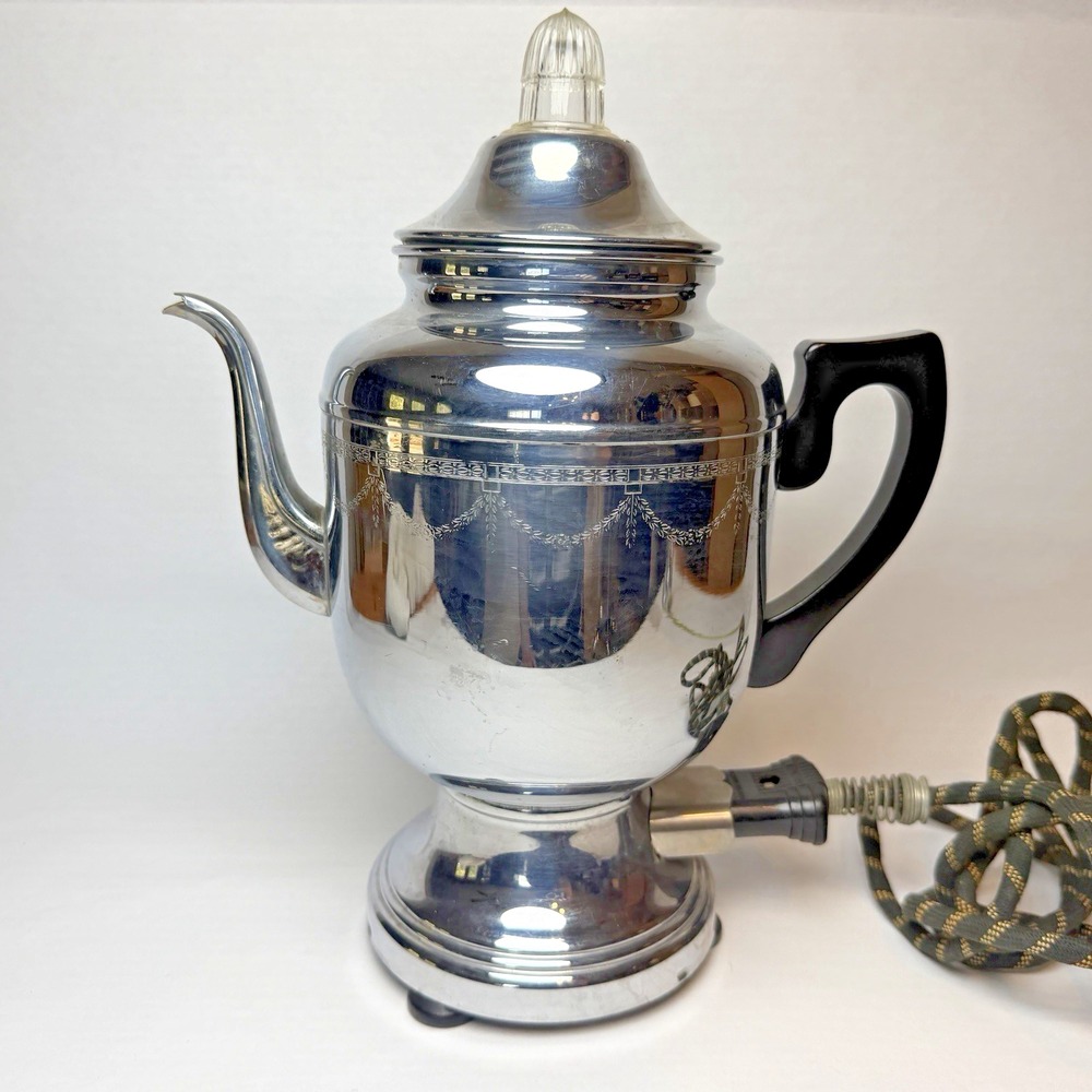 Vintage Farberware Electric Coffee Percolator Model #208 Tested Works 1950's
